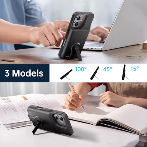 GIN FOXI for iPhone 17 Battery Case, Rechargeable Case Charger with Stand 8500mAh Fast Charging Ultra-Slim Lightweight Powerful Battery Pack Anti-Fall TPU Juice Box for iPhone 17 (6.3") Black - size: for 17