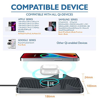 Wireless Charger Car Charging Pad Non-slip 15W 10W 7.5W Fast Charger Mount Adapter for iPhone 13 12 Pro Max 11 8 Plus X XR Xs LG G8 Samsung Note 20 10 Galaxy S10 S20 S21 S22 S23 S24 S25 Android Phones