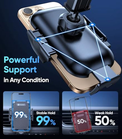 VICSEED 2026 Ultimate Sturdy Car Phone Holder [Upgraded 95+LBS Strongest Suction] Universal Long Arm Cellphone Mount for Car Dashboard Windshield Vent Truck Boat for iPhone 18 17 16 Pro Max & Android - color: Classic Black