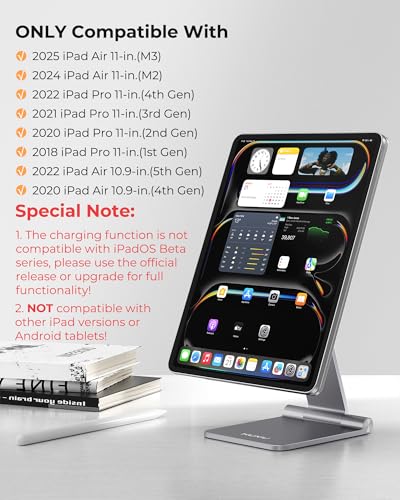 KU XIU Magnetic Wireless Charging Stand for iPad Pro/Air 11" M2 M3 M4 - size: iPad Pro 11"/ iPad Air 11"-M2/M3/M4