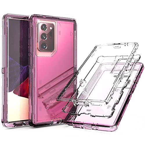 YmhxcY Galaxy Note 20 Ultra Case - 3 Layer Drop Protection, Shockproof Silicone, Transparent Pink - color: Transparent pink