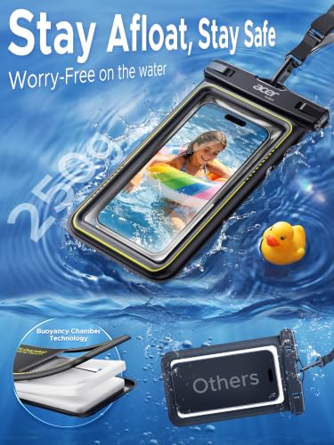 acer Floating Waterproof Phone Pouch, IPX8 Waterproof Phone Case 2 Pack | Cell-Foam & Sensitive Touch, Beach/Cruise/Kayak/Ship Essentials for iPhone 17/16/15 Pro Max, Galaxy S25 Ultra - 7"