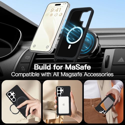 for S25 Case with Crossbody Lanyard, Compatible with MagSafe, Magnetic Case with Adjustable Neck Strap, Silicone Phone Cover for Samsung Galaxy S25 Black - size: Galaxy S25