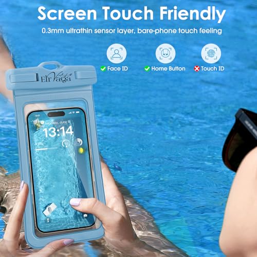 2 Pack IPX8 Waterproof Phone Pouch for iPhone 16/15/14/13 Pro Max Plus (7.2 Inch) - Swimming, Diving, Snorkeling, Snowproof - Touchscreen Friendly Underwater Photography Dry Bag (Blue&Blue) - color: Blue&Blue