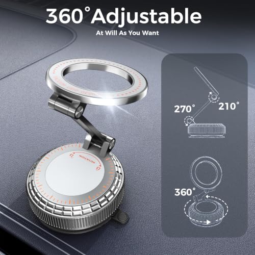 Metal Magnetic Car Phone Holder for Magsafe Phone, Silver - color: Silver