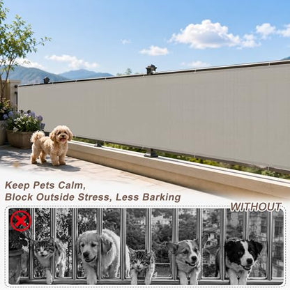 SUNNY GUARD 3' x 10' Balcony Privacy Screen, HDPE Patio Railing Cover Fence - color: Brown-grey, size: 0 3' x 1 0'