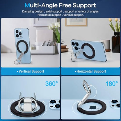 Professional Phone Ring Holder Adjustable Magnetic Kickstand iPhone 11 12 13 14 15 16 17 Pro Max Samsung Galaxy Business Anti-Drop Grip Rotation Wireless Charging Compatible Durable Black - color: Black Metal Holder