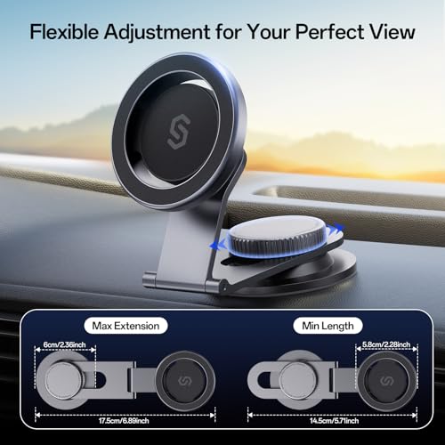 SYNCWIRE MagSafe Car Mount for Dashboard,Foldable Aluminum Arm,Space Gray - color: Space Gray