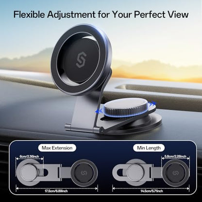 SYNCWIRE MagSafe Car Mount for Dashboard,Foldable Aluminum Arm,Space Gray - color: Space Gray