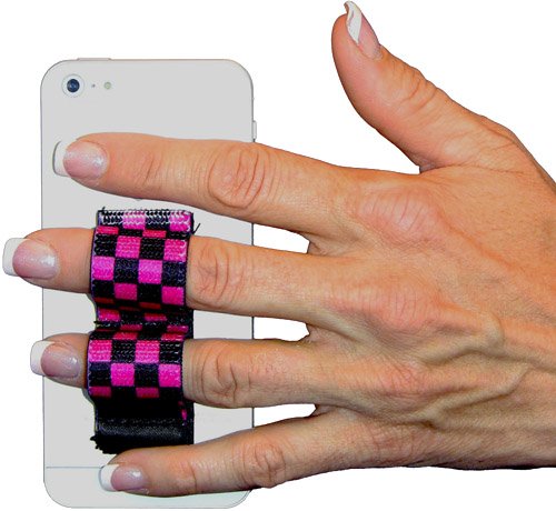 LAZY-HANDS 2-Loop Phone Grip - XL - Black & Pink Checkers - color: Black & Pink Checkers - XL