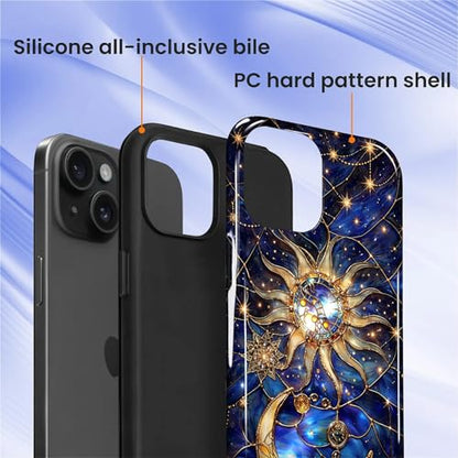 Case Compatible with iPhone 15 Plus, Cute Dual Layer Hybrid Phone Cover, Military Grade Drop Protection, Aesthetic Shockproof Phone Case for Women Girls, Galaxy Sun Moon - color: Galaxy Sun Moon, size: Iphone 15 Plus