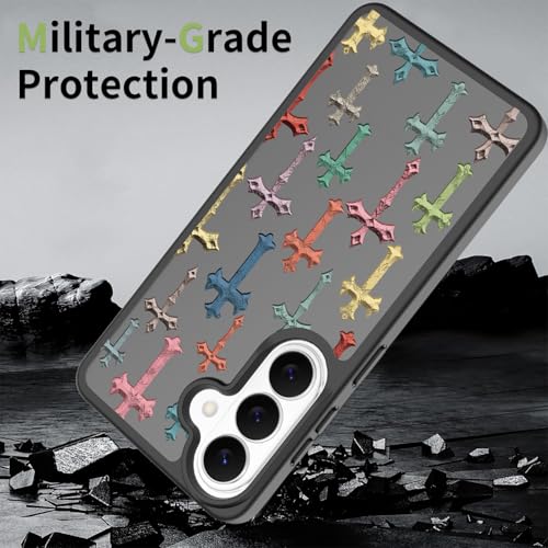 for Samsung Galaxy S26 5G Case: Cute Flowers Floral Design for Girls Women Translucent Matte Slim Soft TPU Bumper Shockproof Silicone Cell Phone Cover (Christian Cross) - color: Christian Cross