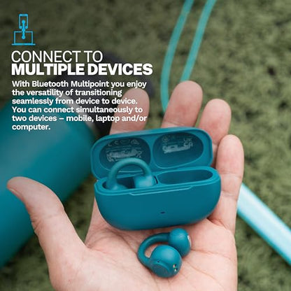 JLab, Flex, Open Ear Earbuds, Clip On True Wireless Bluetooth Earbuds, Teal - color: Teal