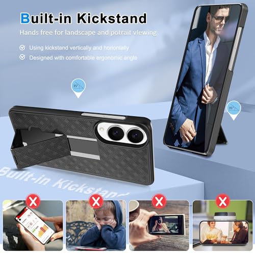 Fingic for Samsung Galaxy S25 Edge Case with Belt Clip Holster Stand | Slim Combo Shell Kickstand Swivel Holster Rugged Shockproof Antiscratch Full Body Protective for Galaxy S25 Edge 2025, Black - size: For Samsung Galaxy S25 Edge (6.7 inch 2025）