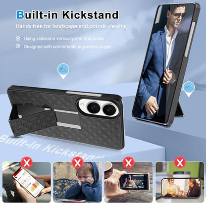 Fingic for Samsung Galaxy S25 Edge Case with Belt Clip Holster Stand | Slim Combo Shell Kickstand Swivel Holster Rugged Shockproof Antiscratch Full Body Protective for Galaxy S25 Edge 2025, Black - size: For Samsung Galaxy S25 Edge (6.7 inch 2025）