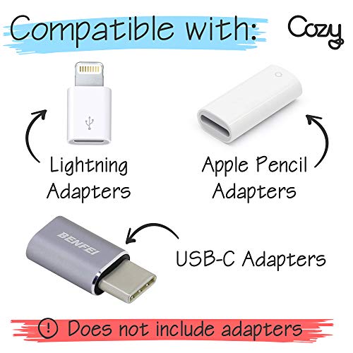 Cozy Silicone Charging Cable Keeper and Adapter Tether, Secure Black Cord Holders Compatible with Micro USB, Apple Pencil Components, Keychain, Car, Travel, 10-Pack - color: Black 10-Pack