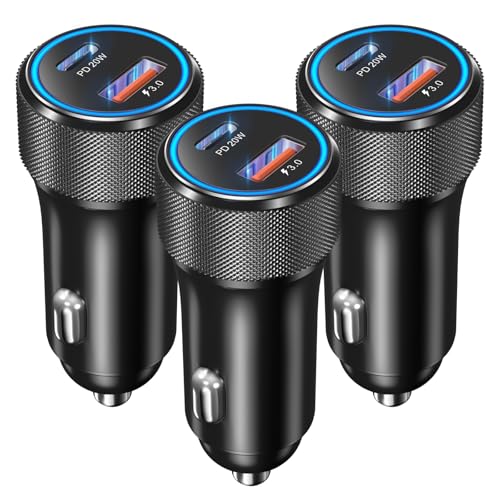 USB C Car Charger 3Pack, OKRAY 36W Fast Charging PD+QC 2-Port Car Chargers - color: Black, size: 3-Pack