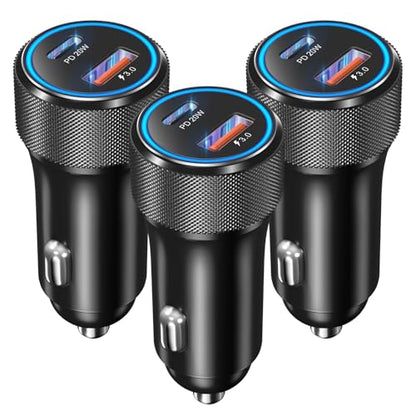 USB C Car Charger 3Pack, OKRAY 36W Fast Charging PD+QC 2-Port Car Chargers - color: Black, size: 3-Pack