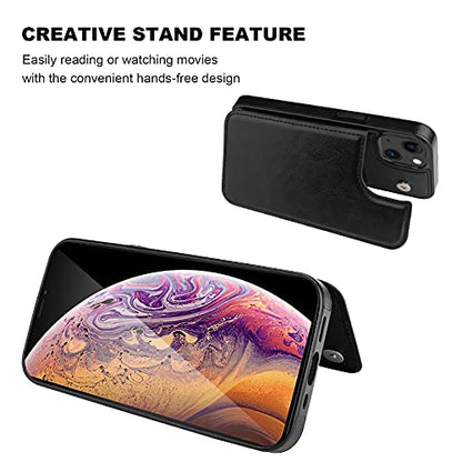 ONETOP for iPhone 13 Wallet Case with Card Holder,Black | Kickstand,ID/Cash Holder,Case Wallet with Card Slots,Double Magnetic Clasp,Durable PU Leather Shockproof Cover for Women Men - color: Black