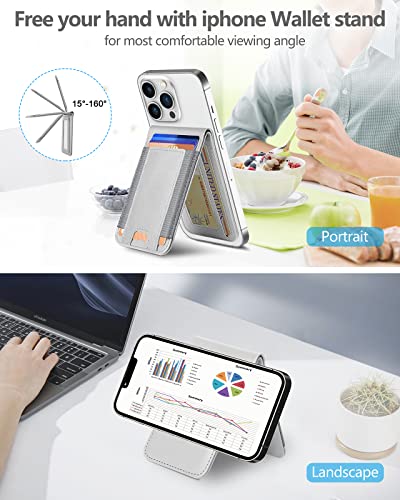 for MagSafe Wallet with Adjustable Stand, 9 Card Holder, Open ID Window - color: Gray