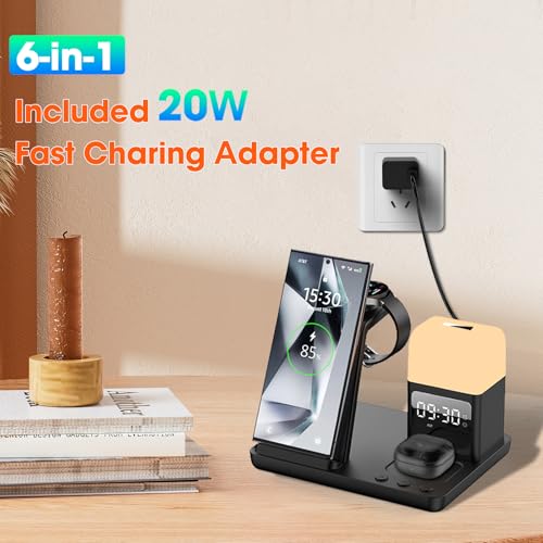 Wireless Charger for Samsung Charging Station with Digital Clock-Alarm - color: Black