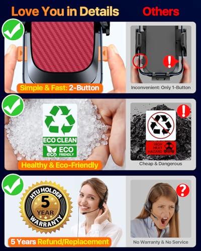 HTU 2026 Ultimate Best【True Military-Grade & Safety Cert】 Car Phone Holder - color: Red