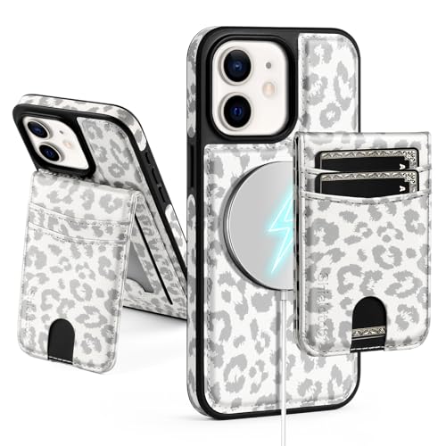 SkyEagle Compatible with MagSafe iPhone 11 Wallet Case,Leopard-White - color: Leopard-White, size: iPhone 11 - 6.1"