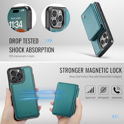 Wallet Case for iPhone 16 Pro Max Compatible with MagSafe for Men Women, Detachable Magnetic Wallet Phone Case with Card Slot Holder RFID Blocking for iPhone 16 Pro Max 6.9 inch (Teal) - color: Teal
