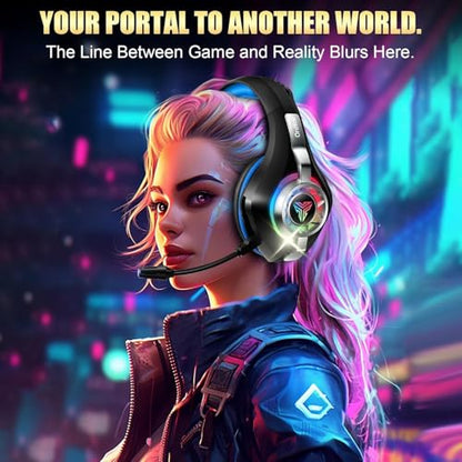 2.4GHz Wireless Gaming Headsets for PS5/PS4/Switch, New RGB Bluetooth 5.4 Noise Cancelling Gaming Headphones with 7.1 Surround Sound, 40mm Drivers, 276g Ultraligero, Memory Foam, 40Hrs Audífonos Gamer