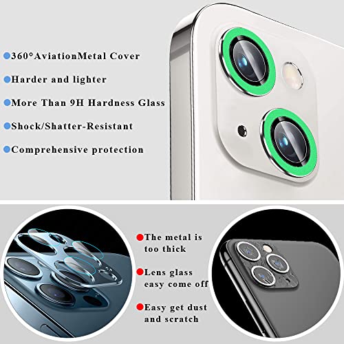 Bling Luminous Camera Lens Protector Compatible for iPhone 13(6.1")/13 Mini(5.4") Ultra Thin/Clear Tempered Glass [Anti-Scratch][Shatter/Water/Fog-Proof] Metal Cover -Luminous Green(Set of 2) - color: Luminous Green