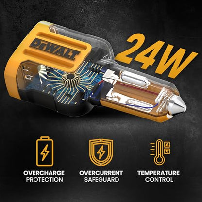 DEWALT Heavy Duty USB Car Charger Adapter, 24W, Cigarette Lighter Adapter - size: 2-Ports-USB A
