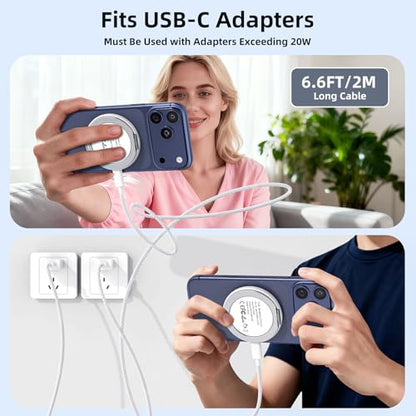 EGK Mag.Safe Charger for iPhone, Magnetic Wireless Charger Stand for iPhone 12-17 Series & AirPods Pro 4-2 with 6.6ft USB-C Charging Cable