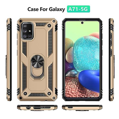 Samsung A71 5G Case, A71 5G Phone Case with Screen Protector, Military Grade Protective Cases with Ring for Samsung Galaxy A71 5G (Golden) - color: golden