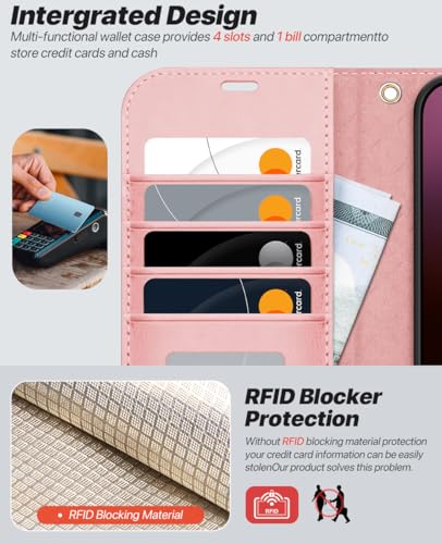 OCASE for iPhone 16 Pro Max Case Detachable Wallet Case with Card Holder, 2 in 1 Pu Leather Flip Folio with RFID Blocking Stand Wrist Strap Shockproof Phone Cover 6.9 Inch 2024, Light Pink - color: Light Pink, size: iPhone 16 Pro Max