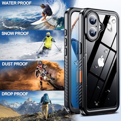 MOZOTER for iPhone 16 Plus Case Waterproof with Clear Sound | [IPX8 Underwater Case][Full Body Shockproof & Dropproof]Built-in Screen Protector for iPhone 16 Plus 6.7 inch-Black - size: For iPhone 16 Plus-6.7 inch