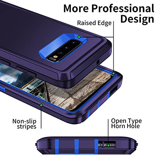 for Galaxy S10 Case,[Without Screen Protector] Heavy Duty Shockproof Dust/Drop Poof 3 Layers Full Bady Protection Rugged Cover Case for Galaxy S10,Dark Blue - color: Dark Blue