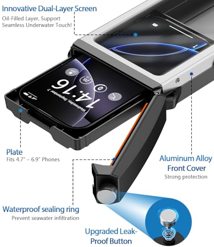 Underwater Phone Case for Snorkeling - Waterproof Touchscreen Diving Housing, Universal Underwater Phone Case for iPhone 16/15/14/13 Pro Max Samsung Galaxy S26/S25/S24 Ultra Up to 6.9'' (Black) - color: Black
