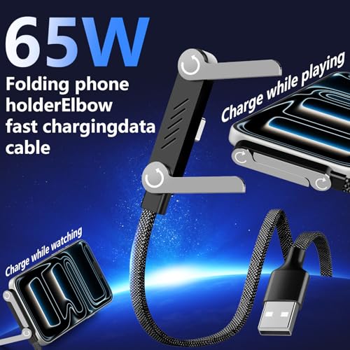 Invisible Holder Charger Cable, 65W USB C Fast Charging with Desktop Stand