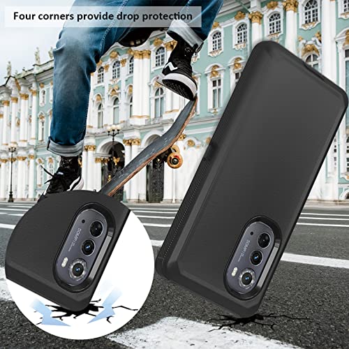 Compatible with Motorola Edge (2022) Case, with Belt Clip Holster Heavy Duty Rugged Shockproof Full Body Protection Kickstand Phone case for Motorola Edge (2022) (Black) - color: Black