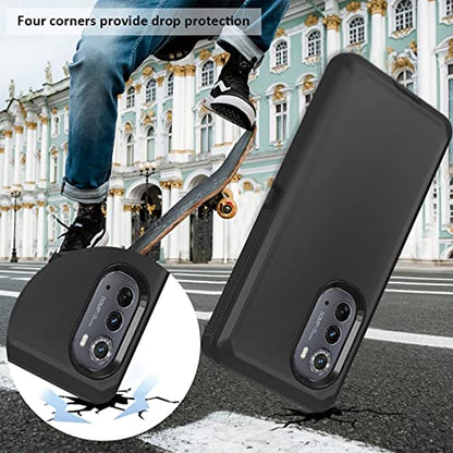 Compatible with Motorola Edge (2022) Case, with Belt Clip Holster Heavy Duty Rugged Shockproof Full Body Protection Kickstand Phone case for Motorola Edge (2022) (Black) - color: Black