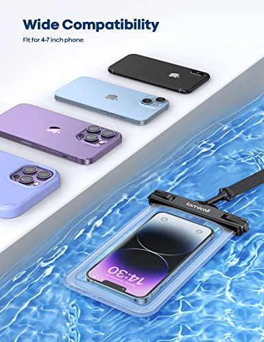 Lamicall Waterproof Phone Pouch, [2 Pack] IPX8 Water Proof Cell Phone Case | Beach & Cruise Essentials, Touch Screen, Dry Bag for iPhone 17 16 15 14 13 12 11 Pro Max Plus, Galaxy S25, for 7" with Case - color: Transparent & Transparent