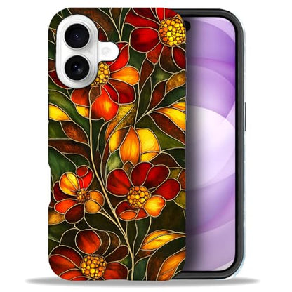 Compatible with iPhone 17,Anti-Scratch Glossy Case Cover,Stained Glass Flower 03 - color: Stained Glass Flower 03, size: IPhone 17