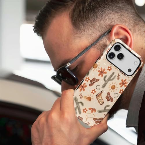 ZHEGAILIAN Case Compatible with iPhone 17 Pro Max,Hybrid 2-Layer Hard Shell for Girl Boy Women Men,Denim Boots Cactus - color: Denim boots cactus, size: iPhone 17 Pro Max