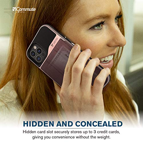 VENA vCommute Wallet Case Compatible with Apple iPhone 12 / iPhone 12 Pro (6.1"-inch), (Military Grade Drop Protection) Flip Leather Cover Card Slot Holder with Kickstand - Rose Gold - color: Red, size: iPhone 12/ 12 Pro
