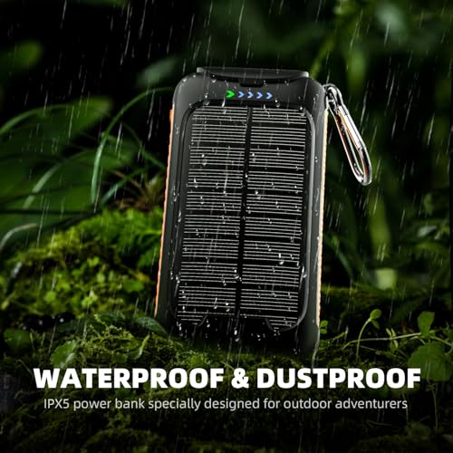 Nuynix 49800mAh Solar Power Bank with 15W Fast Charging & USB Charging - color: Orange
