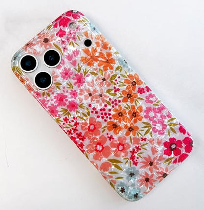 Qokey Case for iPhone 17 Pro Max 6.9" - Sparkle Bling Floral Design Scratch-Resistant, Clear Anti-Yellowing Shell, Military-Grade Shockproof Protection, Soft-Touch Slim Lightweight Cover, Pink Flower - color: Pink Flower