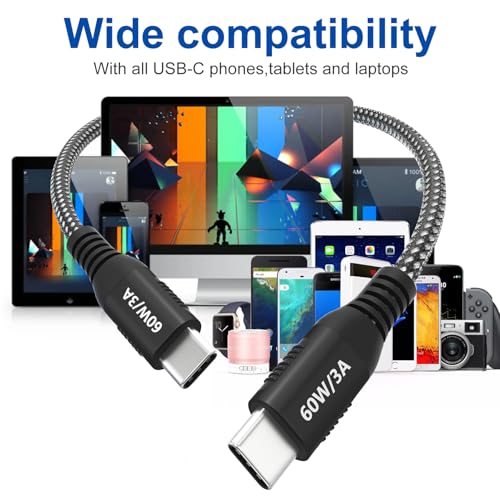20FT USB C to USB C Cable, 60W Fast Charging, Extra Long, USB 2.0 Data - color: 60W 20FT USB C to USB C Cable (Black)