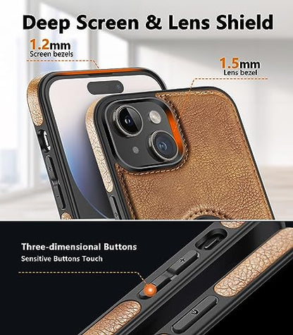 WTCASE Magnetic for iPhone 15 Leather Case,Built-in Invisible Stand [Compatible with Magsafe] Protective Slim Kickstand Phone Cover Compatible with iPhone 15 (2023) 6.1" (Brown) - color: Brown, size: iPhone 15 - 6.1"