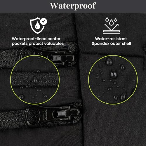 StashBandz Running Belt Money Belt, 3 Large Zippered Pockets, Phone Holder - size: Medium