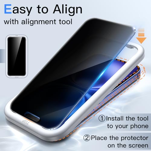 JETech 360° Privacy Screen Protector for iPhone 16 Plus, 2-Pack - size: iPhone 16 Plus